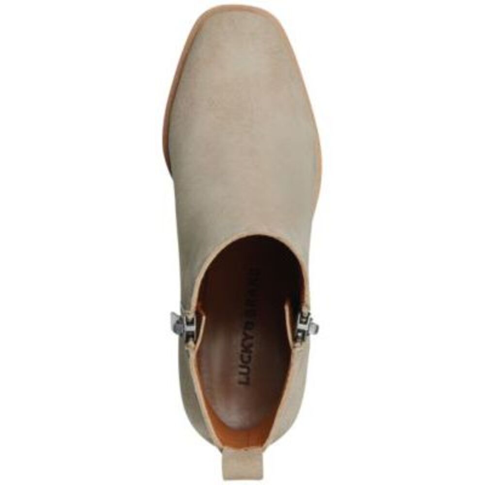LUCKY BRAND Womens Beige Walba Square Toe Block Heel Leather Booties 5.5 M - Picture 3 of 4